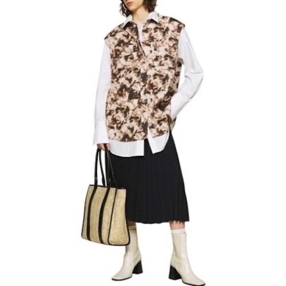 New SAMSOE SAMSOE Oversized Sleeveless Button Down Shirt Camo Clay Size XXS - Picture 5 of 16